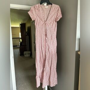 Max Studio Women's Button Front Striped Chevron A-Line Midi Dress. Size 4